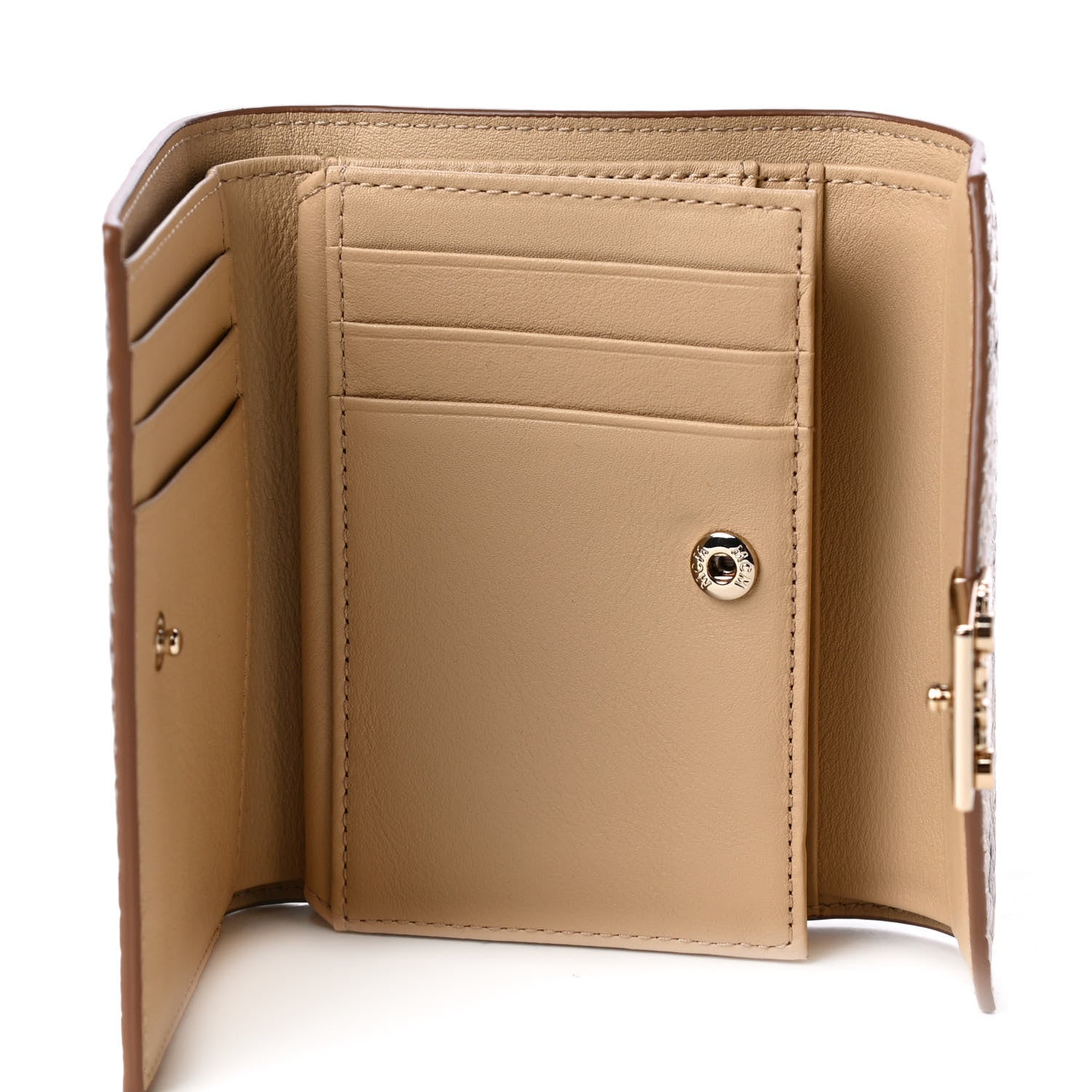 MCM Metallic Visetos Compact Wallet Champagne 4 of 4
