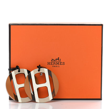 Hermes Lacquered Horn H Equipe Earrings Sable 6 of 6