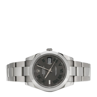 Rolex Stainless Steel 41mm Oyster Perpetual Wimbledon Datejust Watch Slate 126300 2 of 5