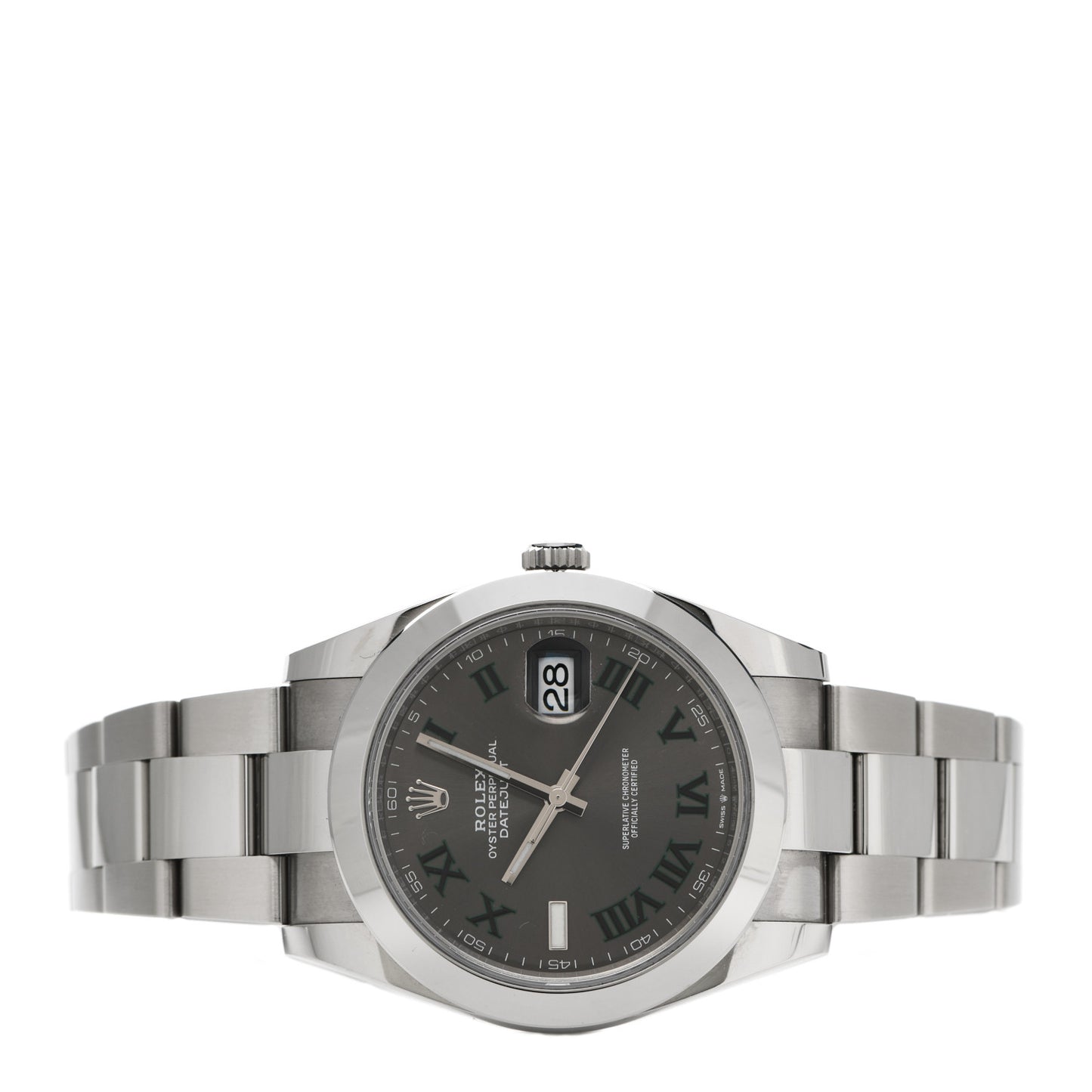 Stainless Steel 41mm Oyster Perpetual Wimbledon Datejust Watch Slate 126300