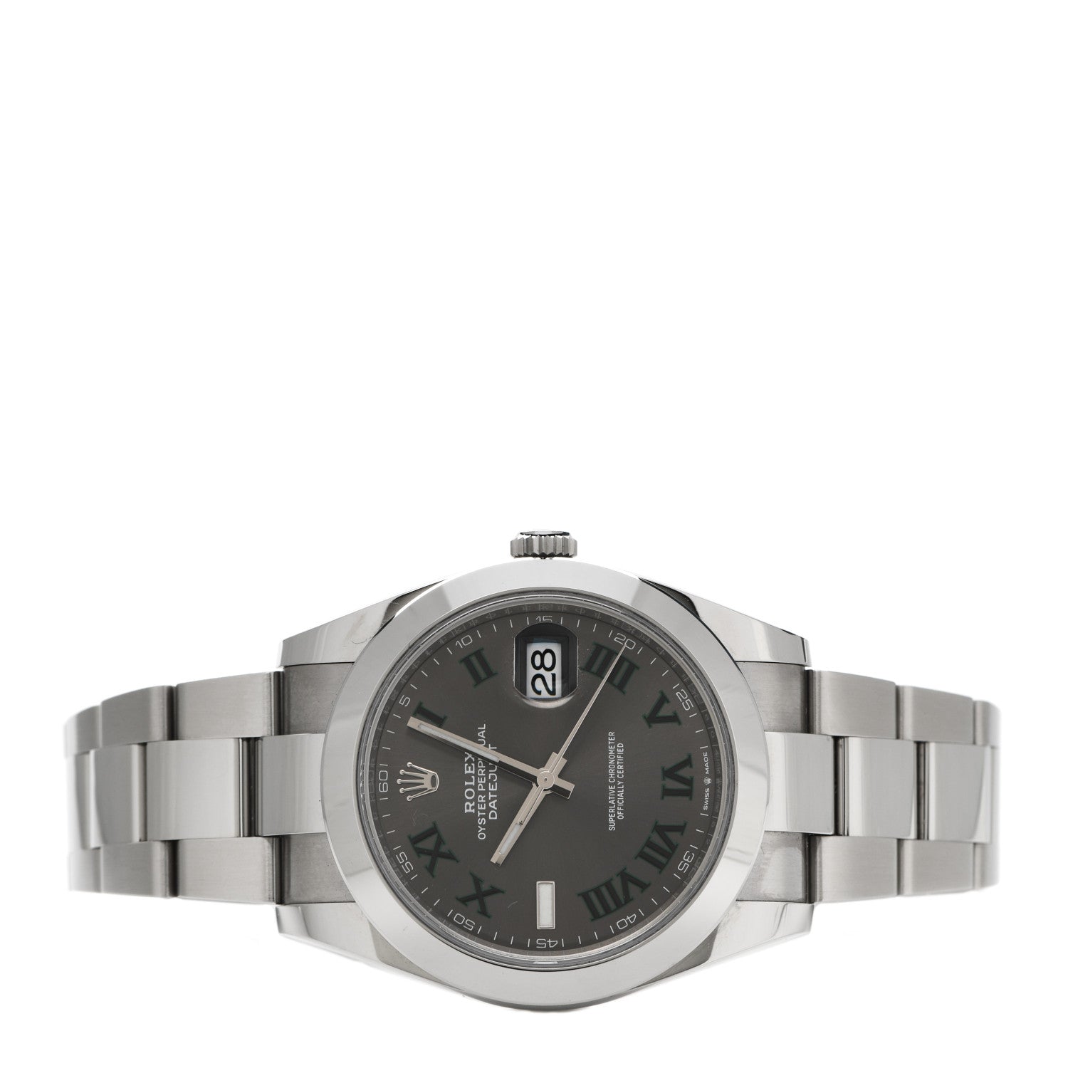 Rolex Stainless Steel 41mm Oyster Perpetual Wimbledon Datejust Watch Slate 126300 2 of 5