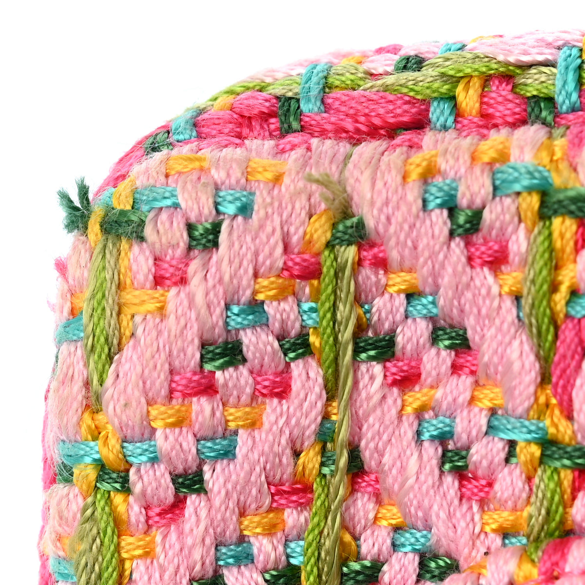Chanel Cotton Mixed Fibers Woven Mini Rectangular Flap Pink Green 11 of 12