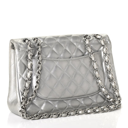 Chanel Metallic Lambskin Quilted Jumbo Single Flap Silver 2 of 4