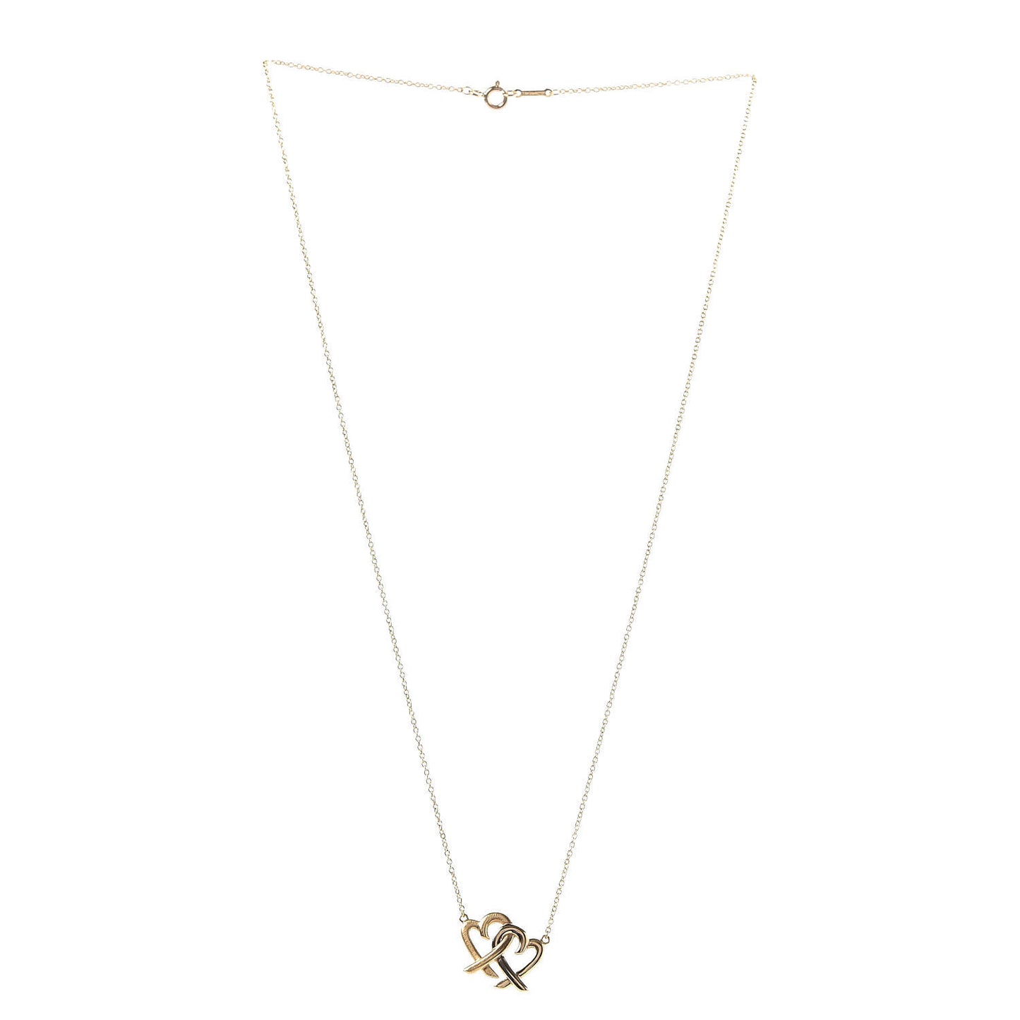 18K Yellow Gold Paloma Picasso Loving Heart Interlocking Pendant Necklace