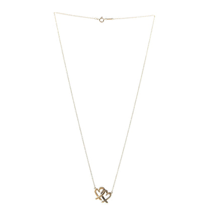 Tiffany 18K Yellow Gold Paloma Picasso Loving Heart Interlocking Pendant Necklace 3 of 6