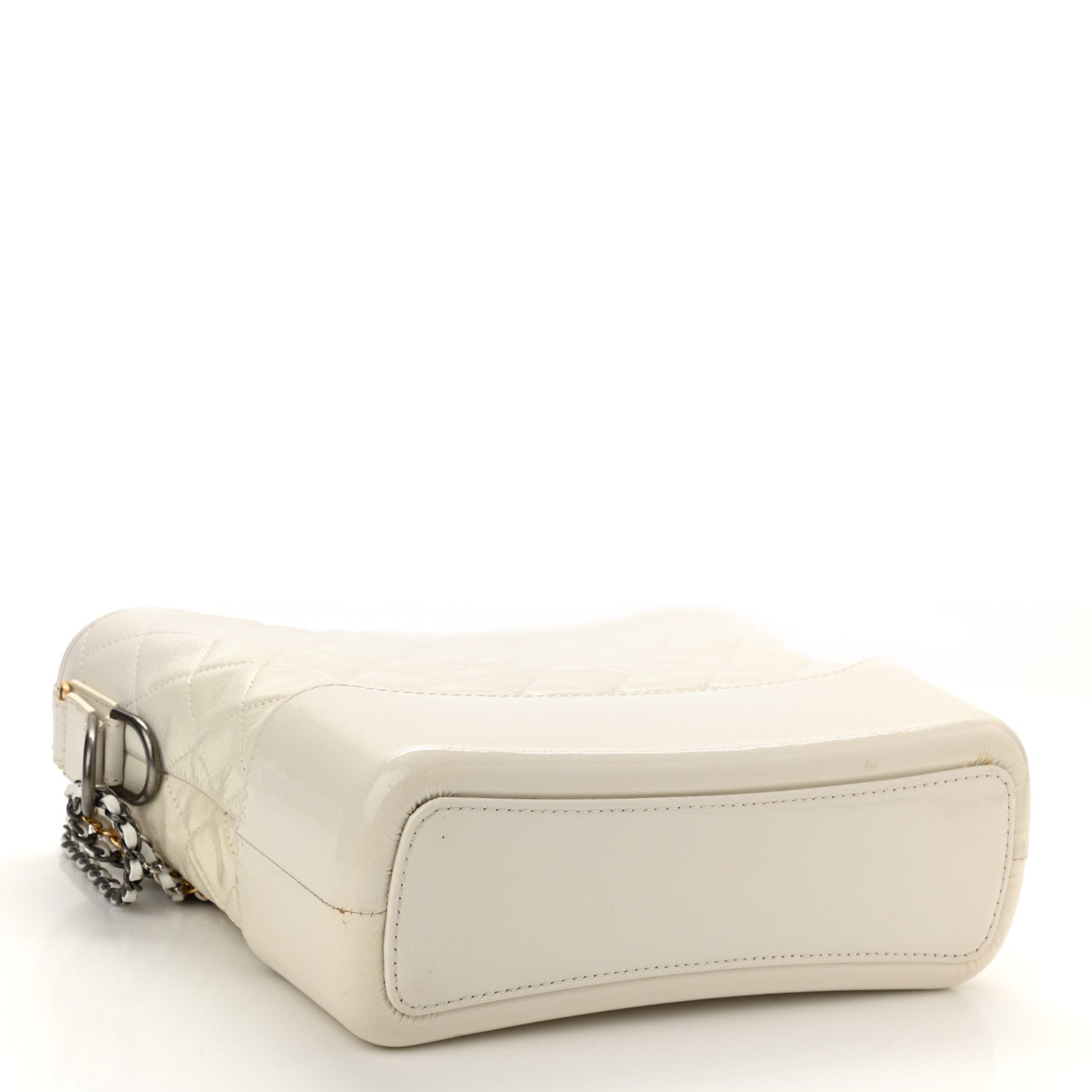 Chanel Patent Goatskin Quilted Medium Gabrielle Hobo White 4 of 11
