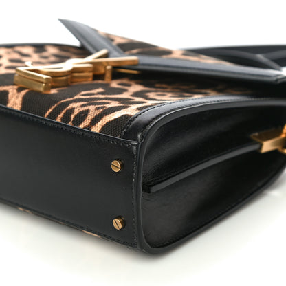 Saint Laurent Canvas Leopard Print Mini Classic Monogram Cassandra Top Handle Black 10 of 11
