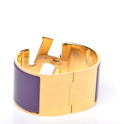 Hermes Enamel Extra Wide Clic Clac H Bracelet PM Pourpre 4 of 6