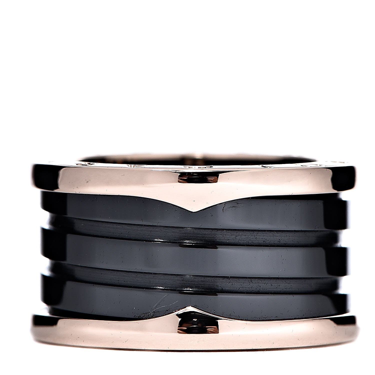 Bulgari 18K Rose Gold Black Ceramic B.Zero1 Four-Band Ring 53 6.5 1 of 6