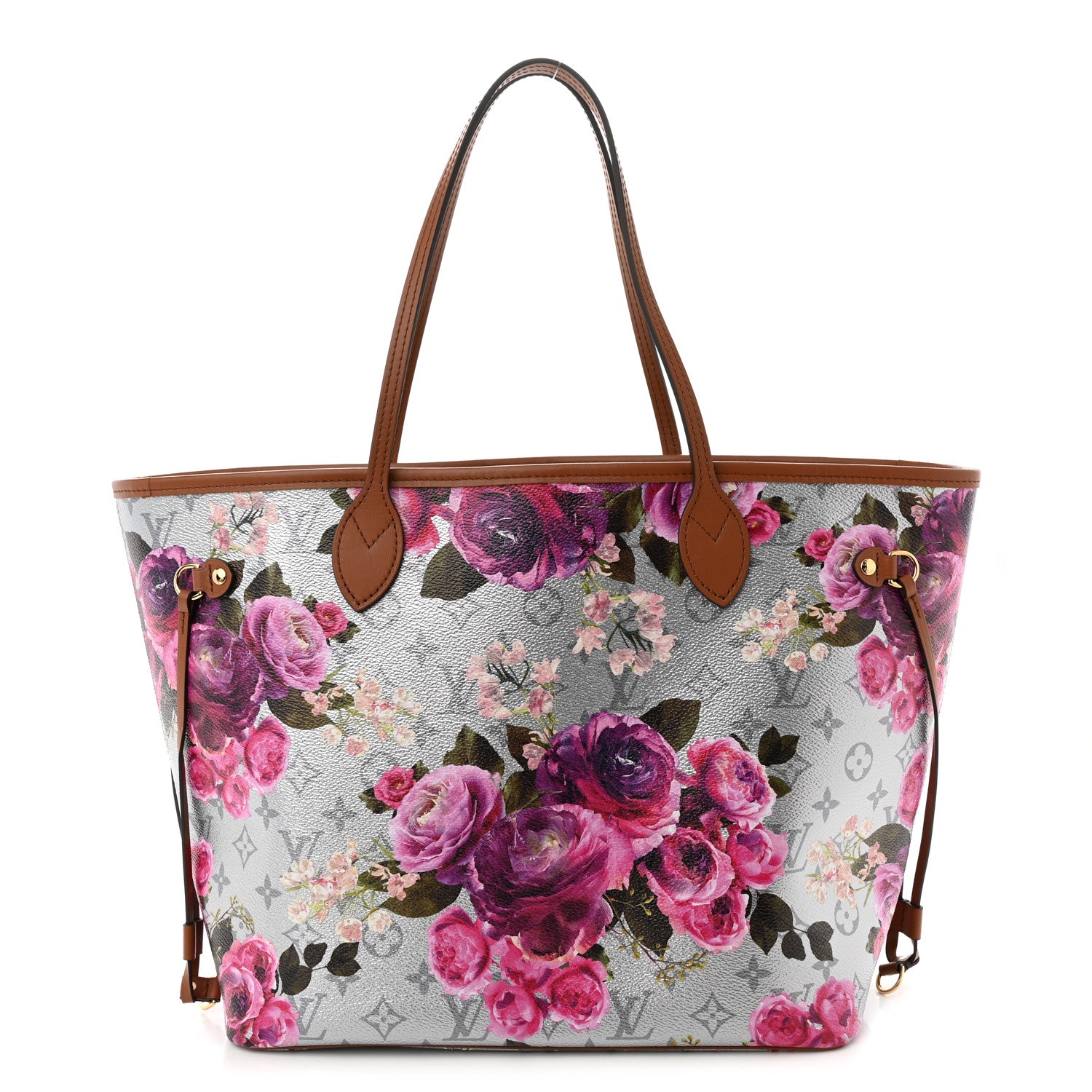 Louis Vuitton Metallic Monogram LV Garden Neverfull MM Silver 1 of 9
