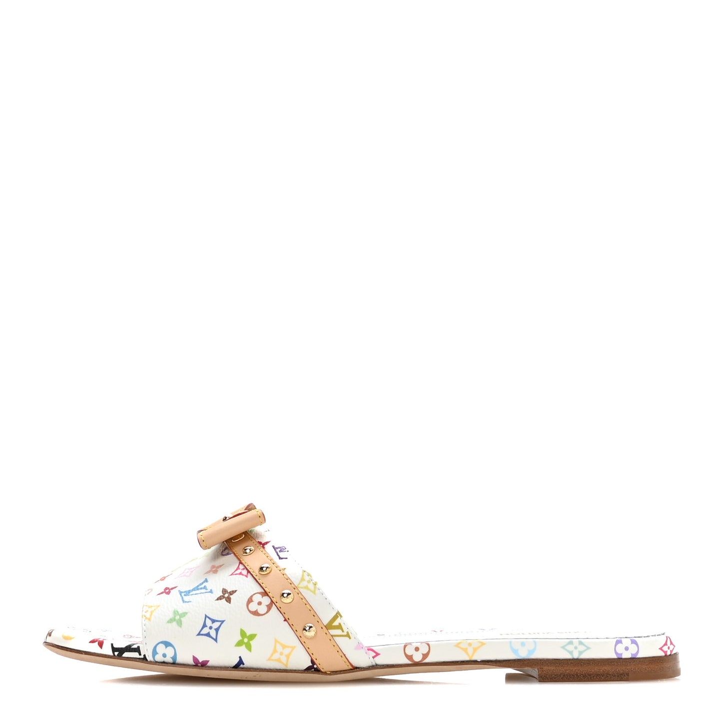 LV X TM Monogram Multicolor 6AM Flat Mule Sandals 39 White Multicolor