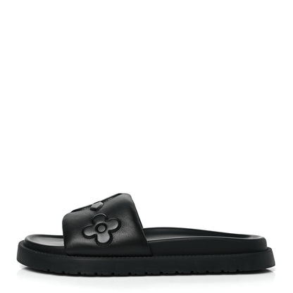 Louis Vuitton Calfskin LV Shore Flat Comfort Mule 39 Black 1 of 10