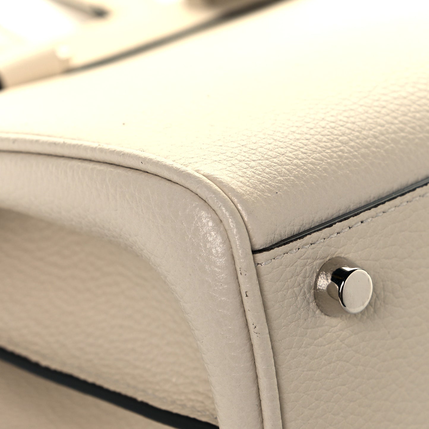 Grainy Calfskin Small Zumi Top Handle Bag Mystic White