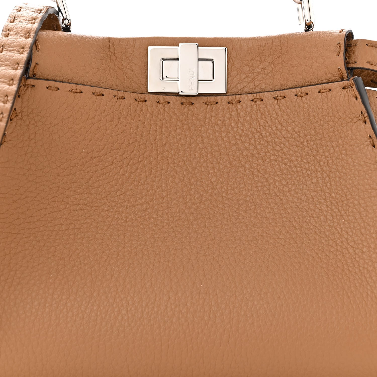 Fendi Cuoio Romano Selleria Bi-Color Mini Peekaboo Iconic Satchel Mou Milk 10 of 13