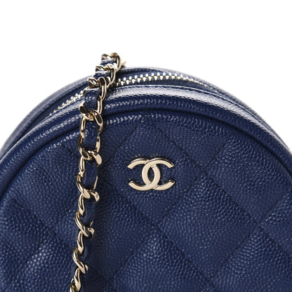Chanel Caviar Quilted Round Clutch With Chain Navy 10 of 10