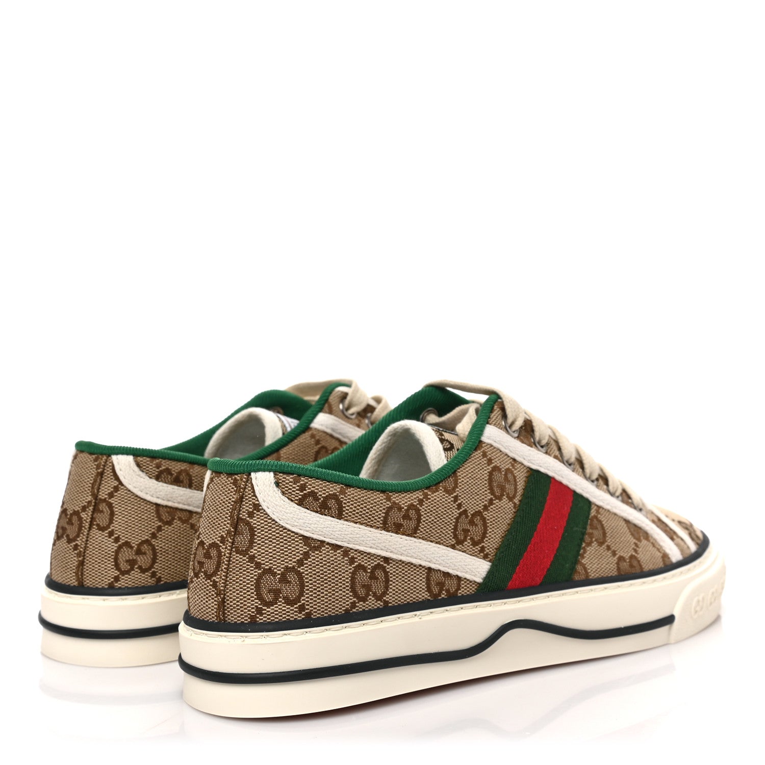Gucci GG Monogram Web Womens 1977 Tennis Sneakers 37 Beige Ebony Mystic White 4 of 8