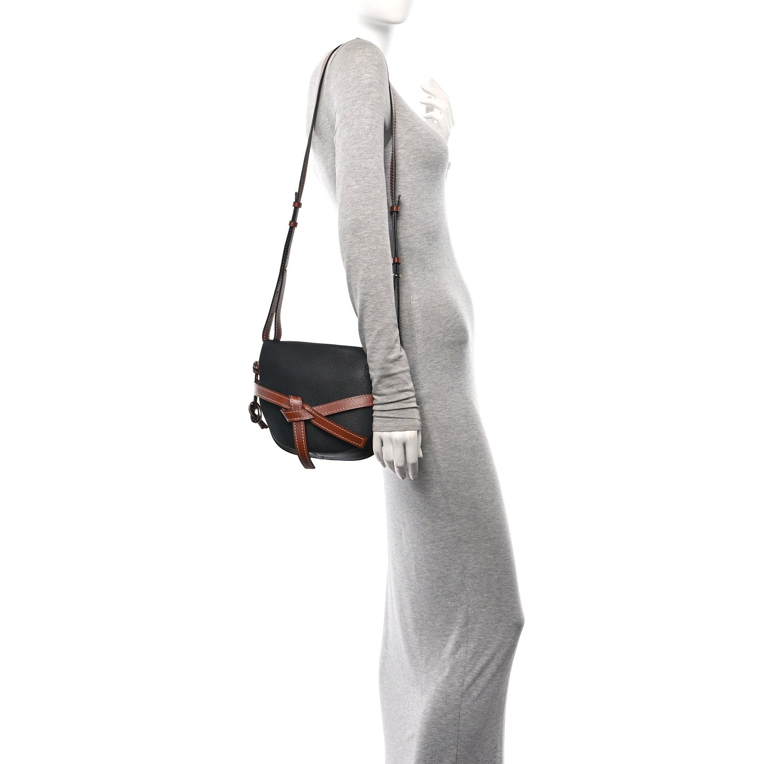 Loewe Grained Calfskin Small Gate Crossbody Bag Pecan Black 2 of 9