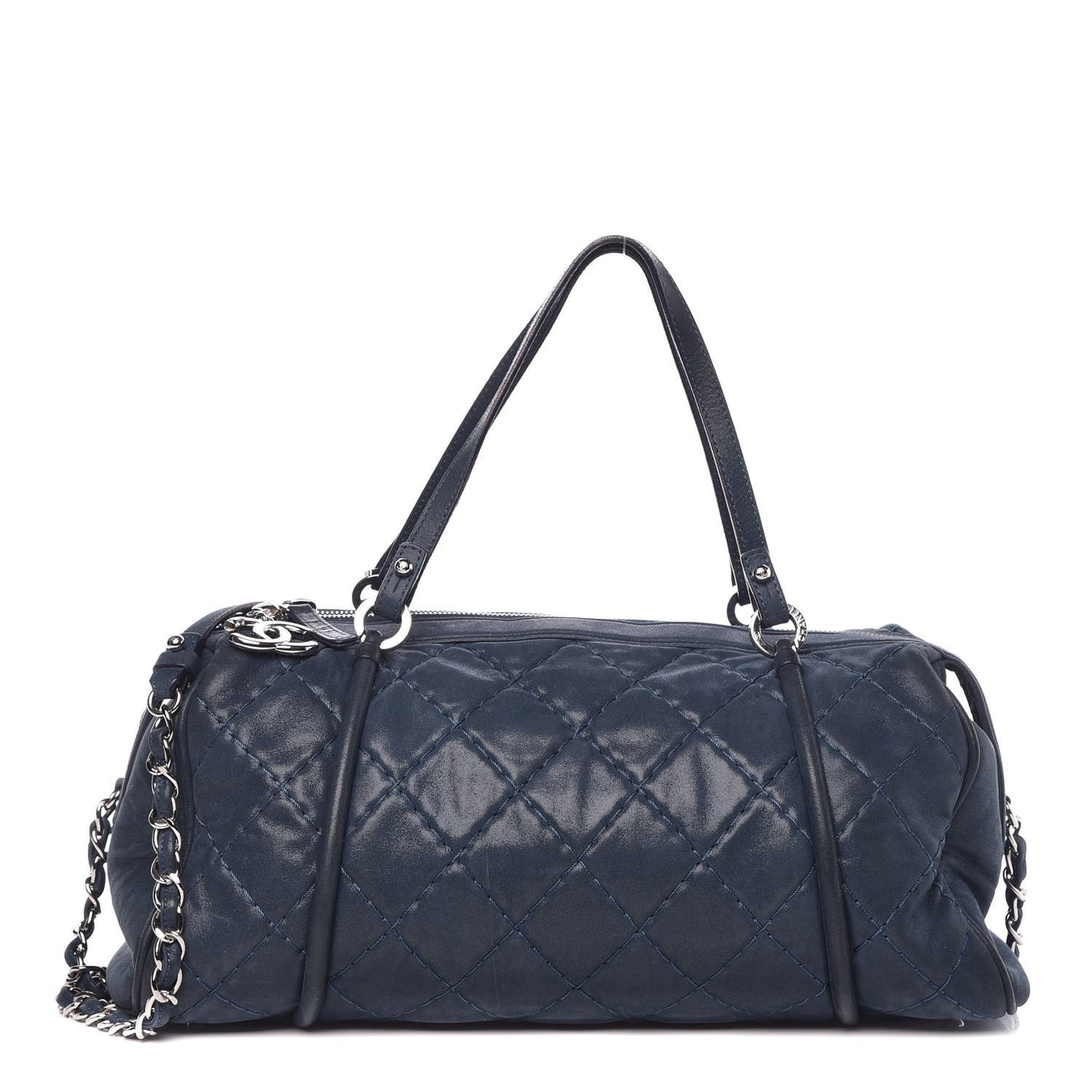 Iridescent Calfskin Quilted Relax CC Bowler Blue