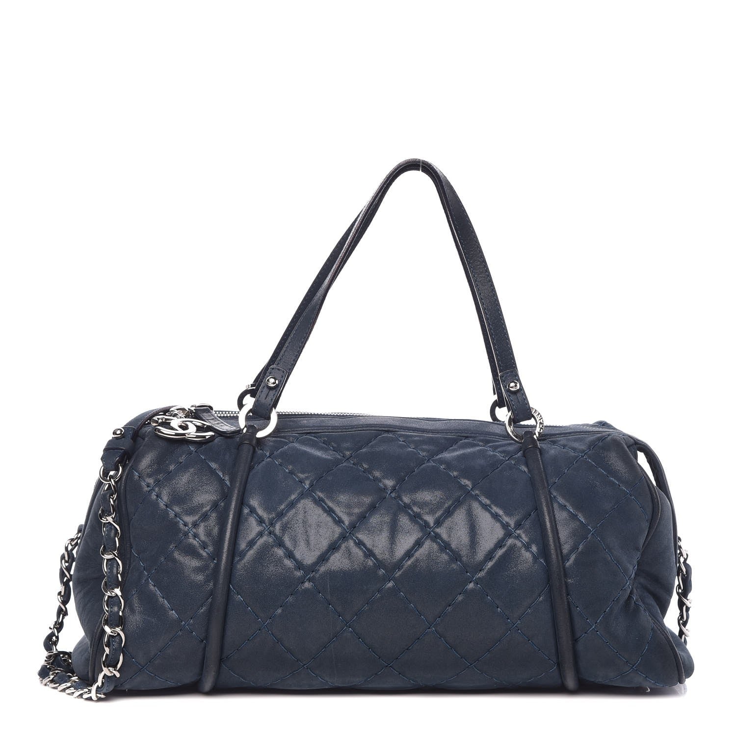 Chanel Iridescent Calfskin Quilted Relax CC Bowler Blue 1 of 10