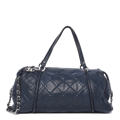 Chanel Iridescent Calfskin Quilted Relax CC Bowler Blue 1 of 10