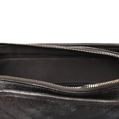 Chanel Metallic Caviar Chevron Quilted Medium Gabrielle Hobo Dark Silver Gold 6 of 6