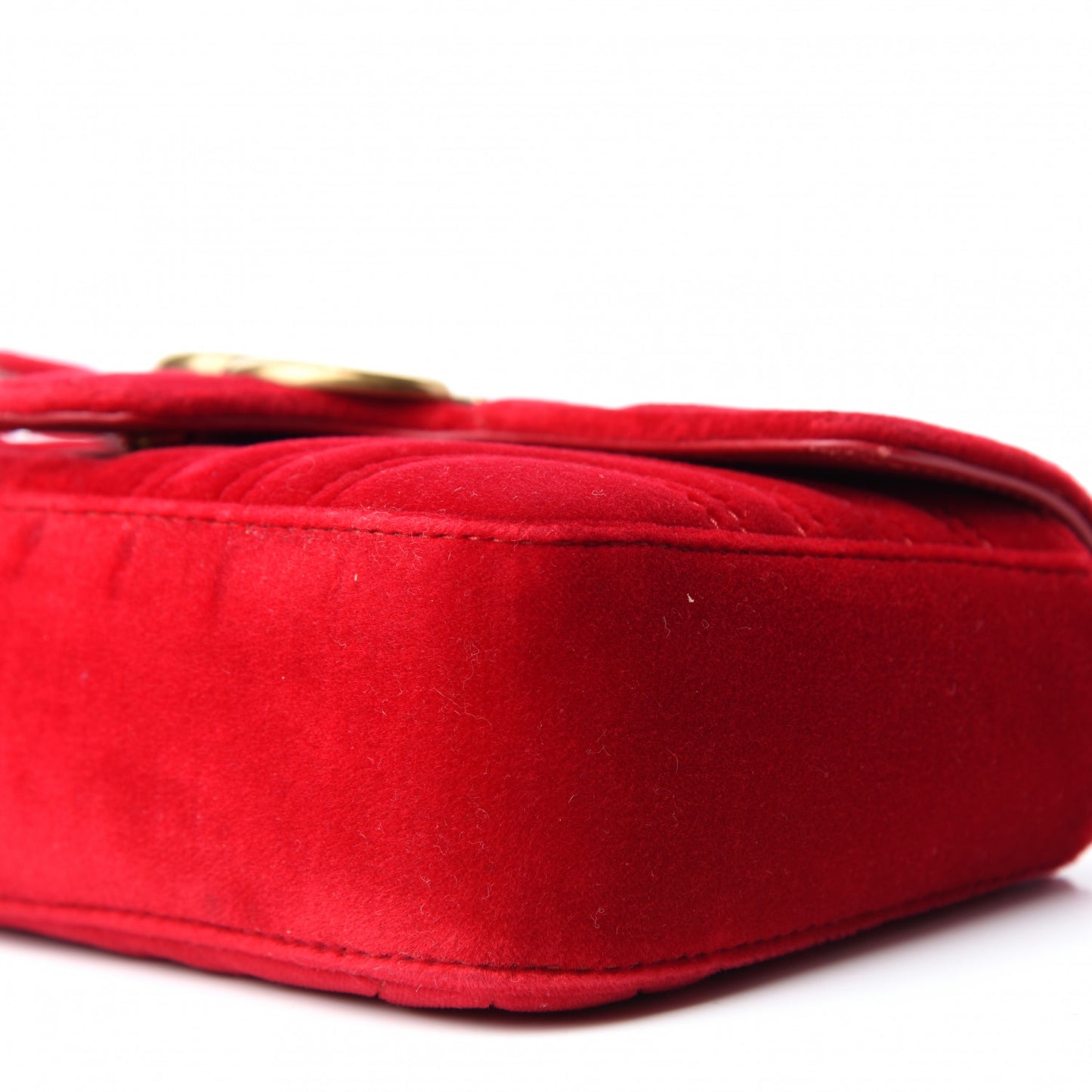 Velvet Matelasse Mini GG Marmont Shoulder Bag Hibiscus Red