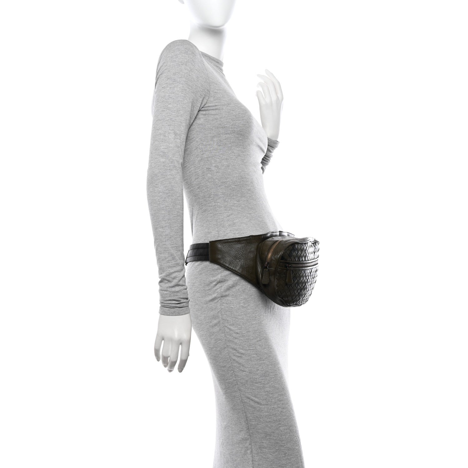 Bottega Veneta Nappa Intrecciato Belt Bag Khaki Black 2 of 14