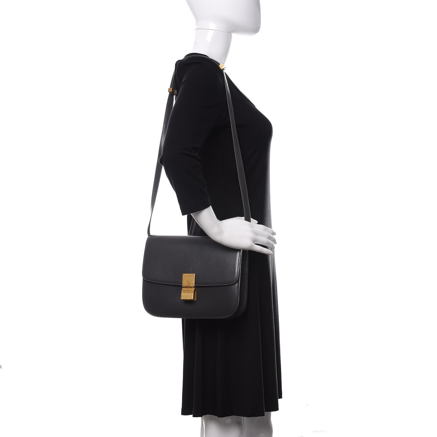 Celine Smooth Calfskin Medium Classic Box Flap Bag Anthracite 2 of 18