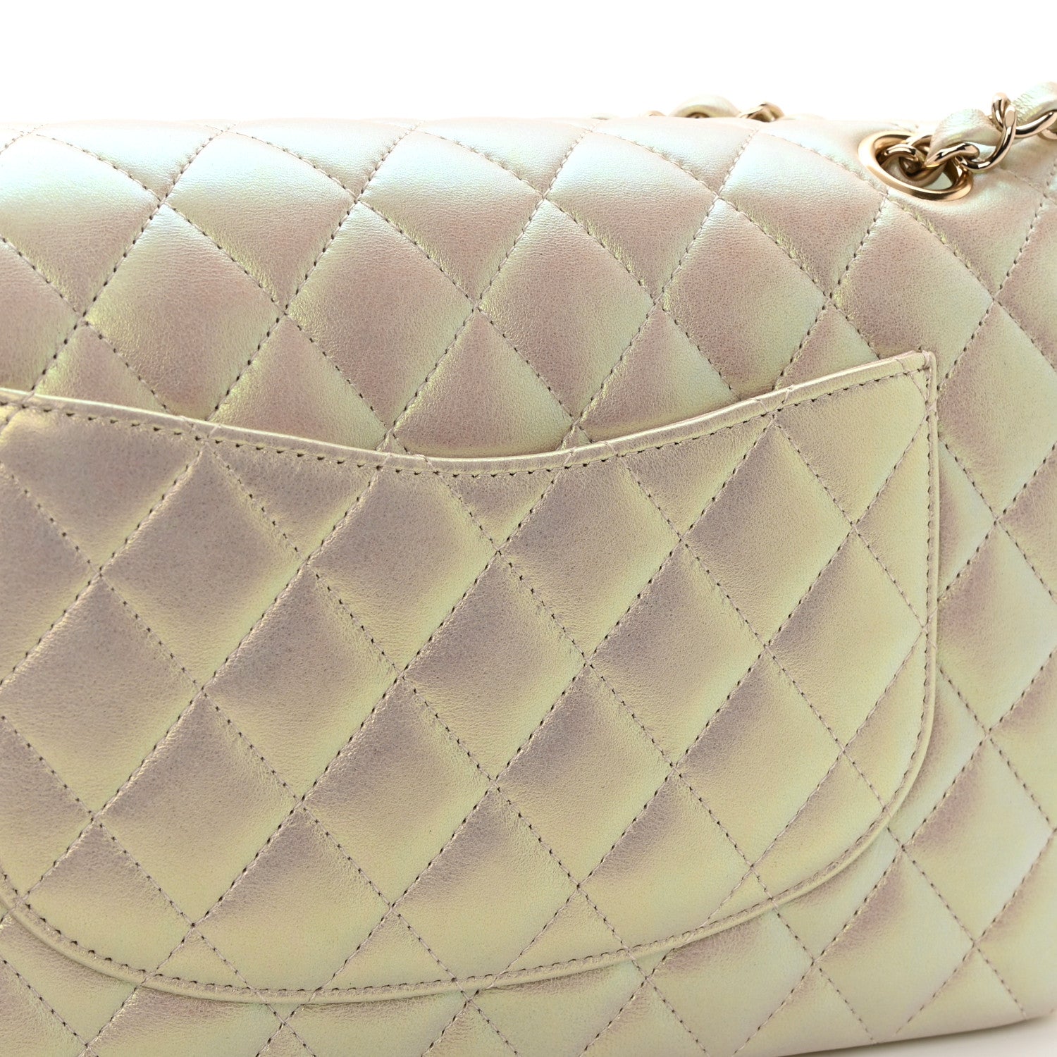 Chanel Iridescent Lambskin Quilted Medium Double Flap Ivory 15 of 16