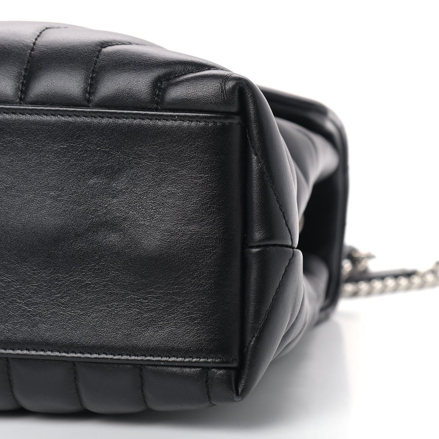 Calfskin Y Quilted Monogram Medium Loulou Chain Satchel Black
