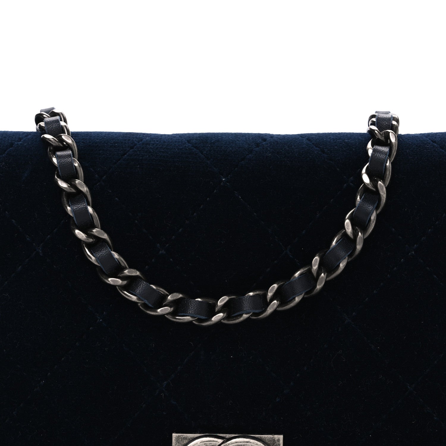Chanel Velvet Quilted Boy Wallet On Chain WOC Blue 9 of 11