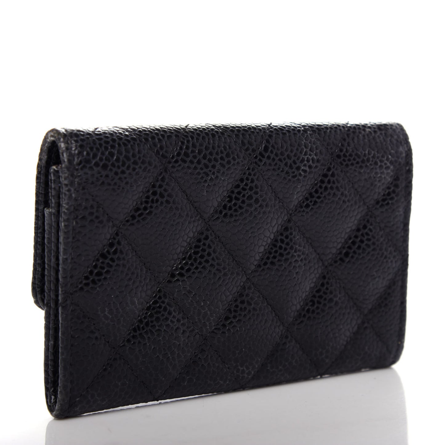 Caviar Quilted Flap Card Holder Black