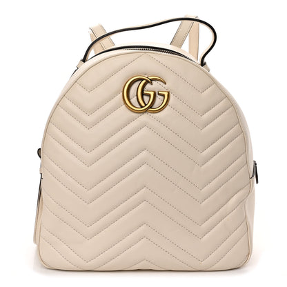 Gucci Calfskin Matelasse GG Marmont Dome Backpack White 1 of 10