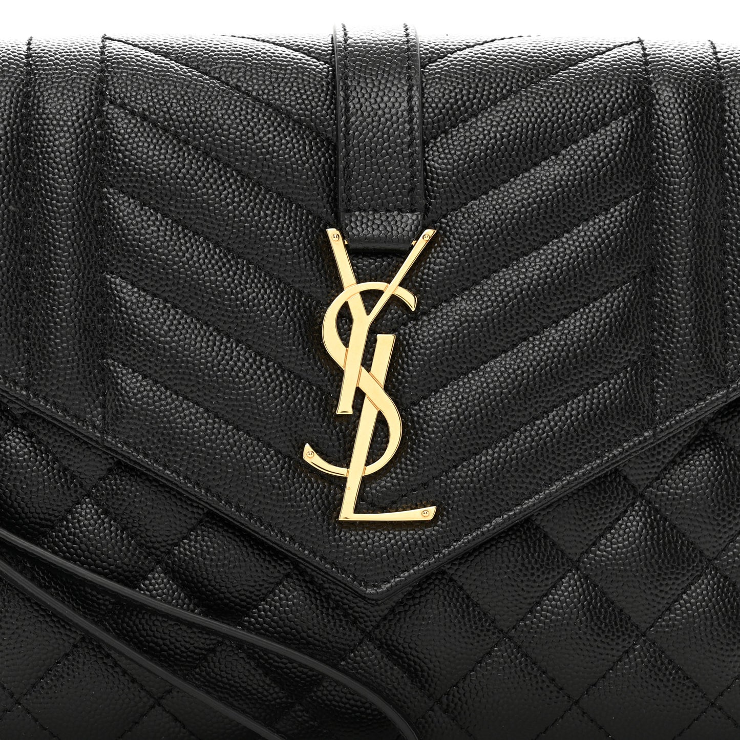 Grain De Poudre Textured Mixed Matelasse Triquilt Monogram Clutch Black
