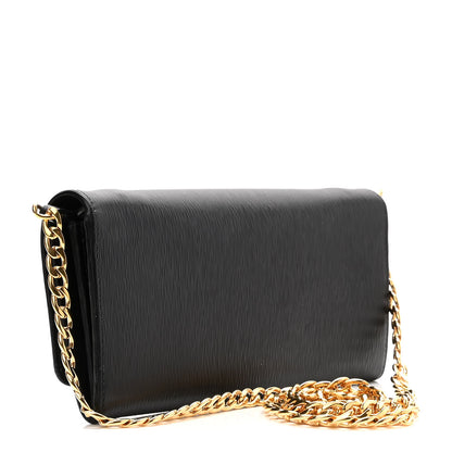 Prada Vitello Move Metal Oro Chain Wallet Black 2 of 8