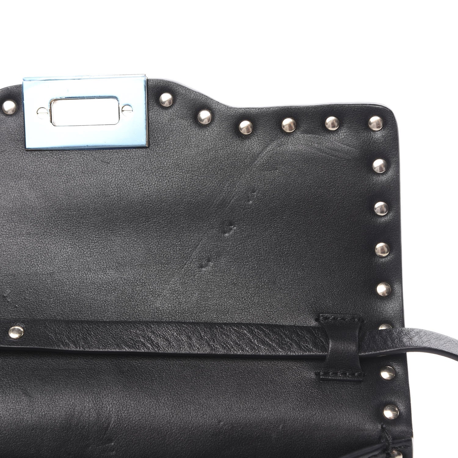 Valentino Garavani Vitello Polka Dot Medium Rockstud Flip Lock Crossbody Bag Black Light Ivory 10 of 14