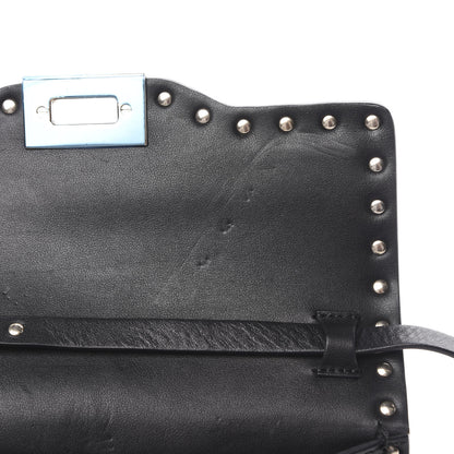 Valentino Garavani Vitello Polka Dot Medium Rockstud Flip Lock Crossbody Bag Black Light Ivory 10 of 14