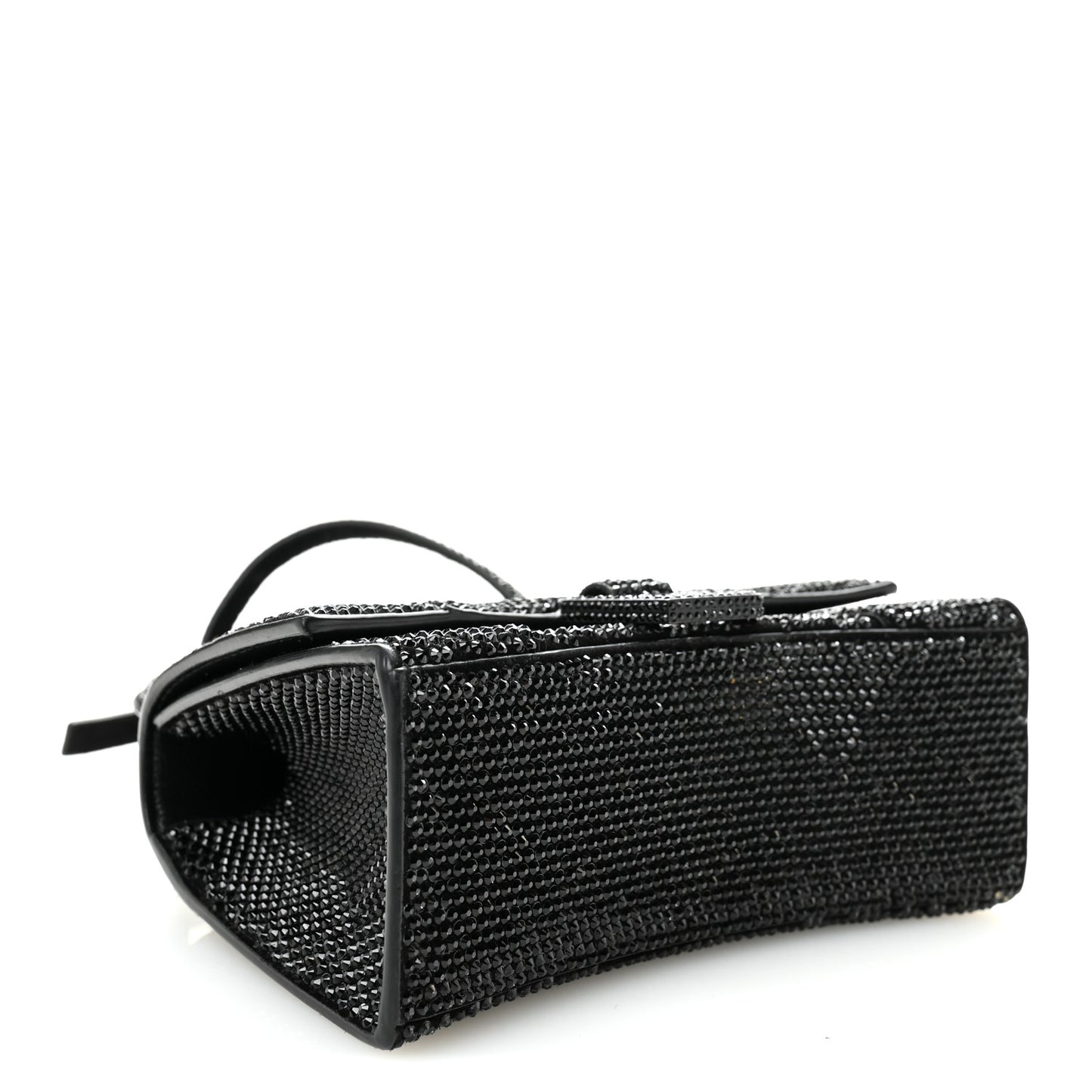 Strass Suede Hourglass Top Handle Bag XS Black Jet