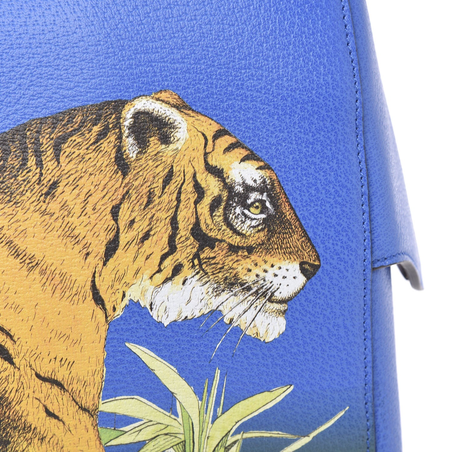 Gucci Calfskin Tiger Print Duffle Blue 8 of 14