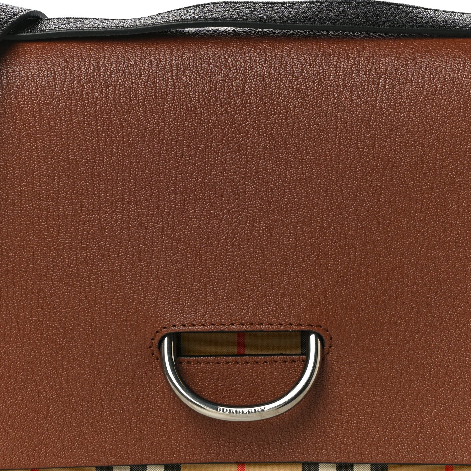 Burberry Goatskin Vintage Check Medium D-Ring Bag Tan Black 9 of 13
