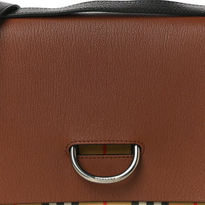 Burberry Goatskin Vintage Check Medium D-Ring Bag Tan Black 9 of 13