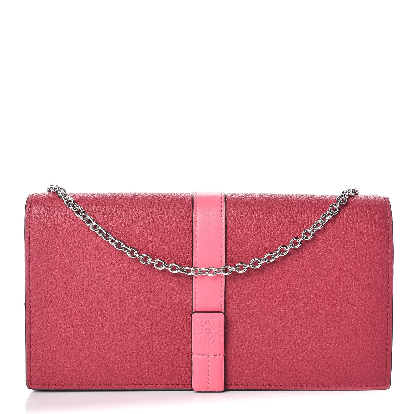 Pebbled Calfskin Chain Wallet Wild Rose Raspberry
