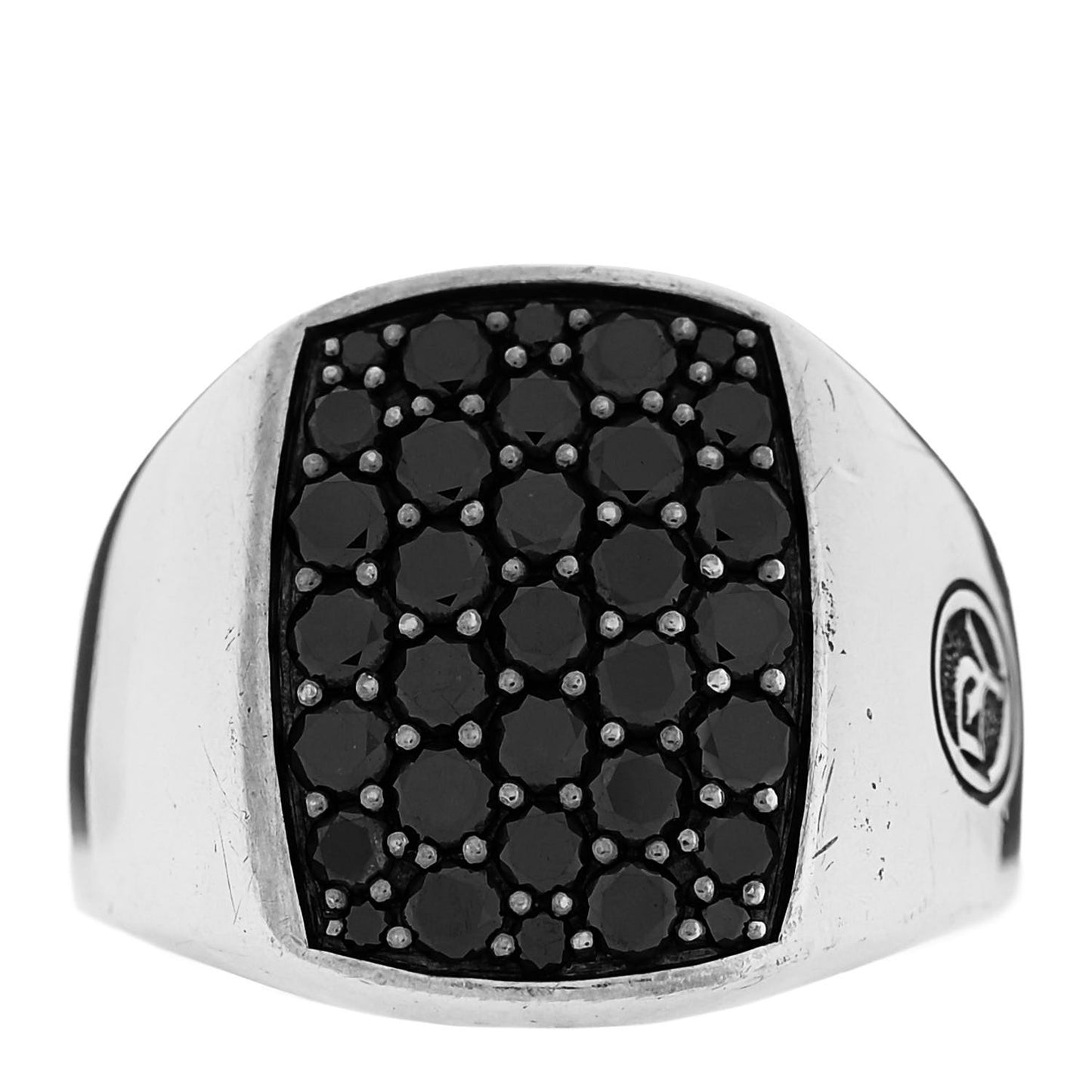 Sterling Silver Black Diamond Streamline Signet Ring 52 6