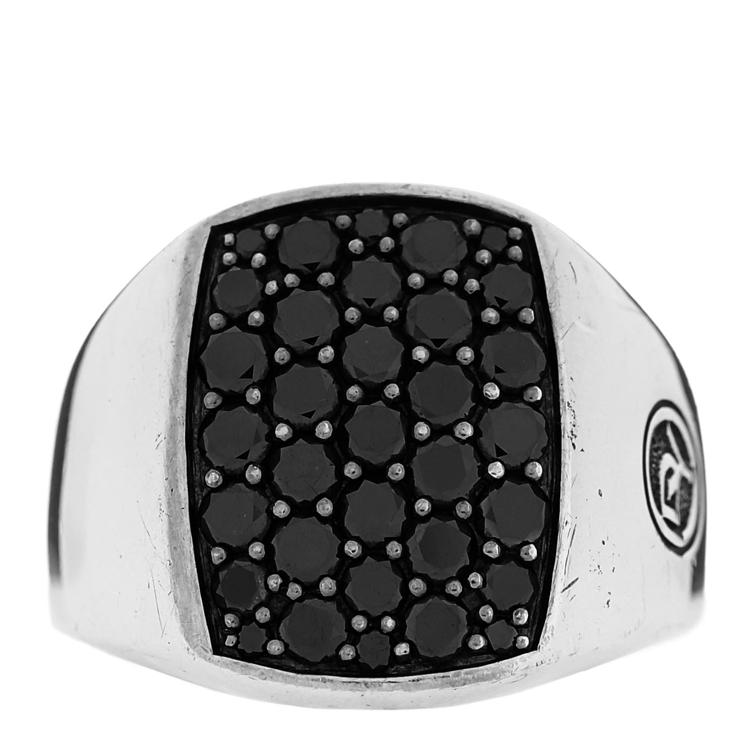 David Yurman Sterling Silver Black Diamond Streamline Signet Ring 52 6 1 of 6