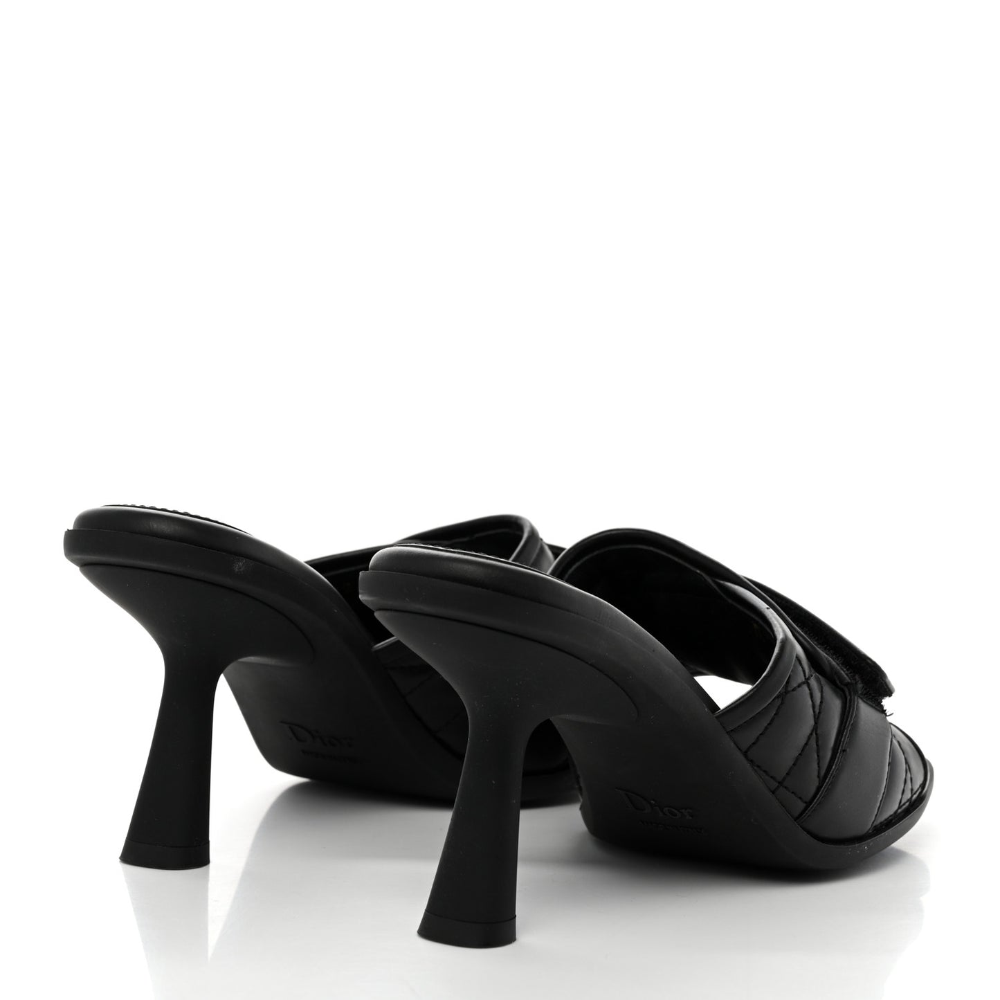 Calfskin Cannage Quilted Dio(r)evolution 80mm Slide Sandals 39 Black