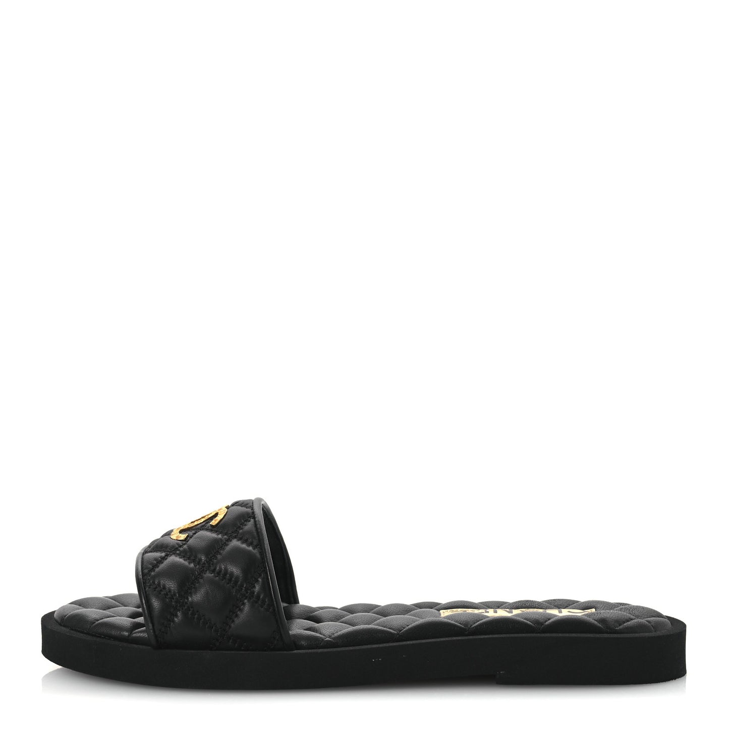 Lambskin Quilted Textured CC Mules Sandals 39 Black