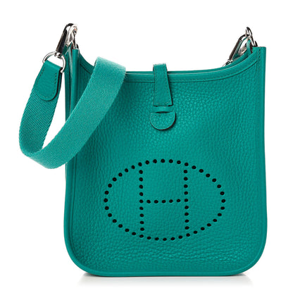 Hermes Taurillon Clemence Evelyne TPM Bleu Paon 1 of 11