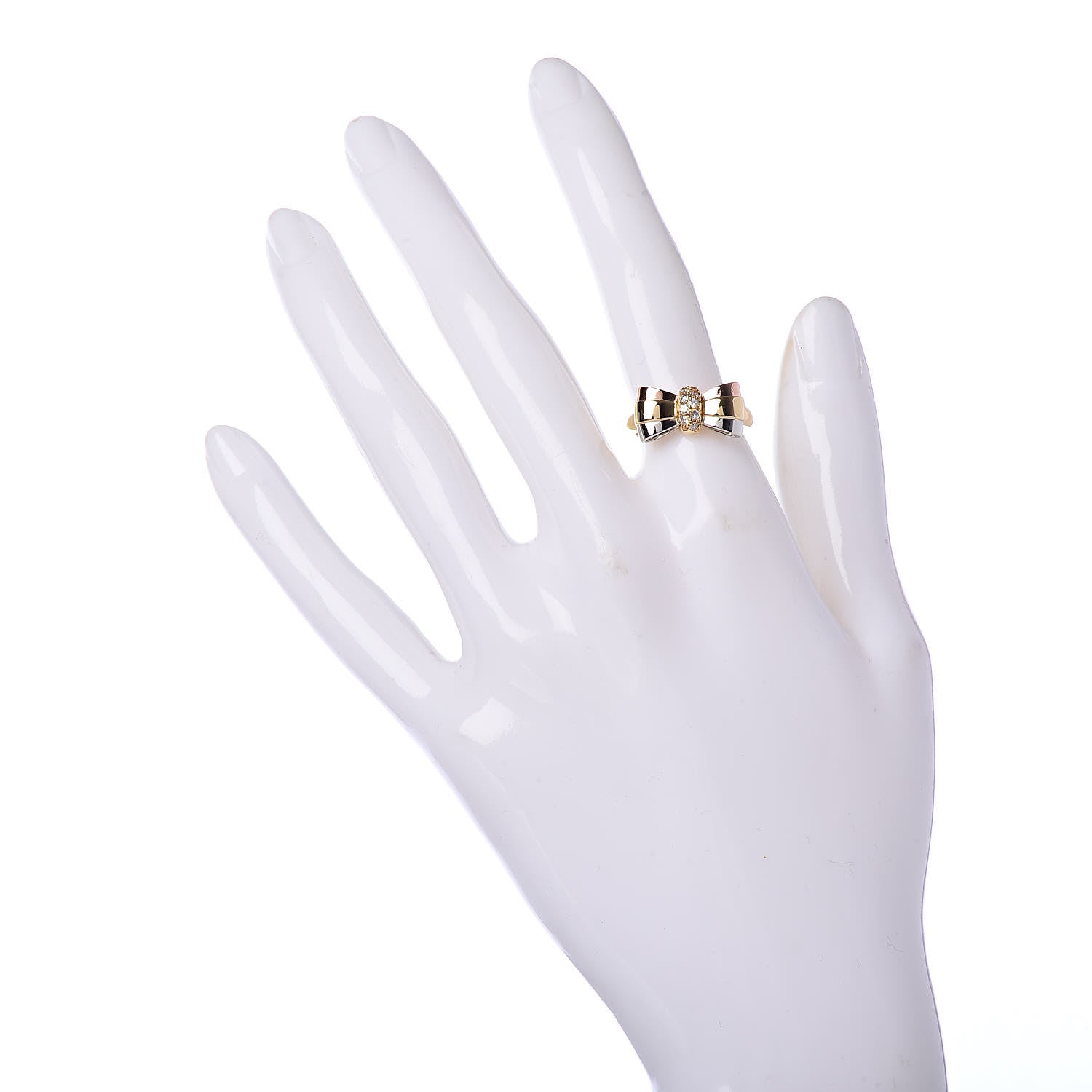 Van Cleef & Arpels 18K Rose Yellow White Gold Diamond Bow Ring 51 5.75 2 of 5