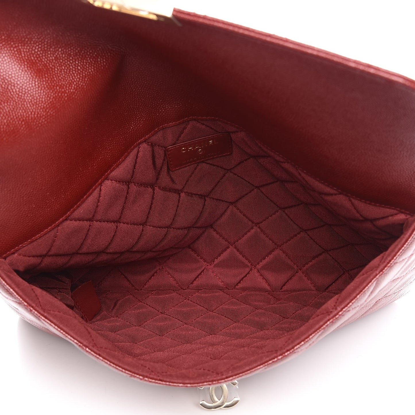 Caviar Quilted Medium Golden Class Pouch Dark Red