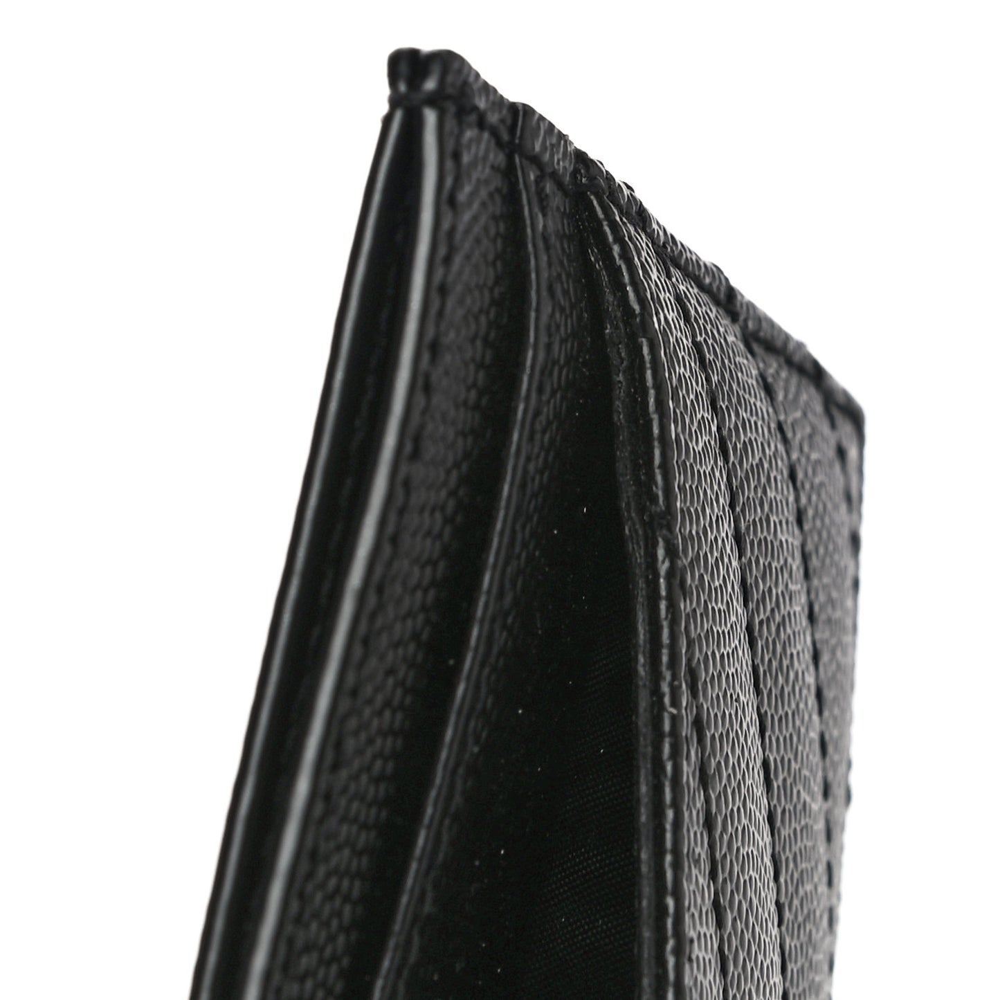 Grain De Poudre Matelasse Chevron Monogram Credit Card Case Black